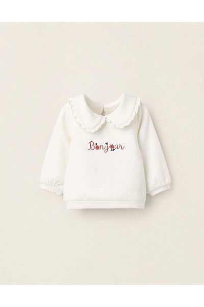 Ziddy SWEATSHIRT WITH CLAUDINE COLLAR FOR BABY GIRLS WHITE