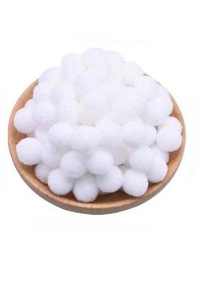 punicha Soft Plush Pompom - White 100 Pieces 2cm