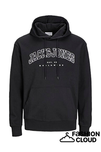 Jack & Jones Ανδρικό φούτερ μαύρο 12256521 Jjecaleb Varsity