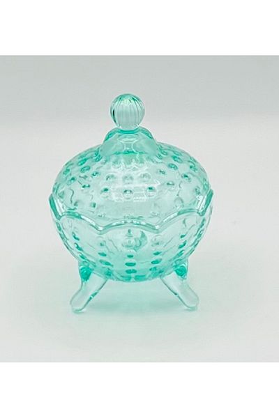 Lavin Lavin Turquoise Colored Glass Candy Holder
