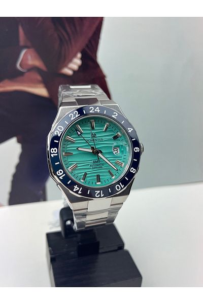 Momentus Turquoise Automatic Gmt Men's Wristwatch 10 Atm Waterproof