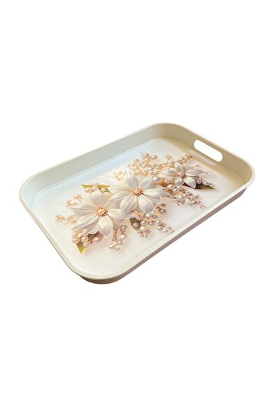 EZMK EV GEREÇLERİ Tray / Tea Coffee Presentation Tray / White / 34,5X25 cm