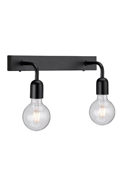 RİOLİGHT Black Metal Mirror - Vintage, Rustic, Retro 2Xe27 Length: 30cm