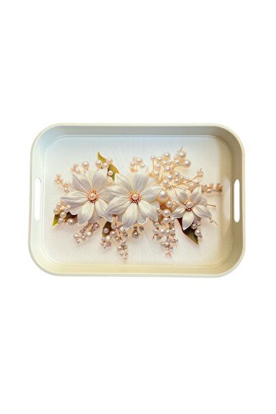 EZMK EV GEREÇLERİ Tray / Tea Coffee Presentation Tray / White / 34,5X25 cm