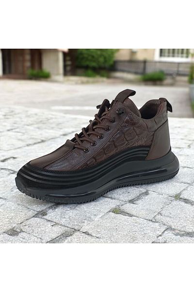 Voyager Cizme pentru bărbați - Legat cu cauciuc, piele croco, talpă cu spumă de aer, E053