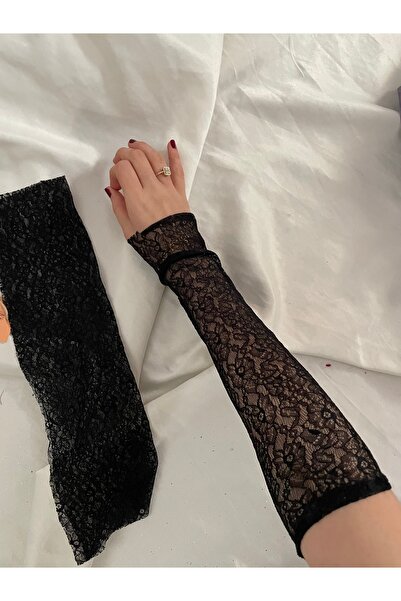 Nurcanilirboutique Siyah dantel eldiven kolluk