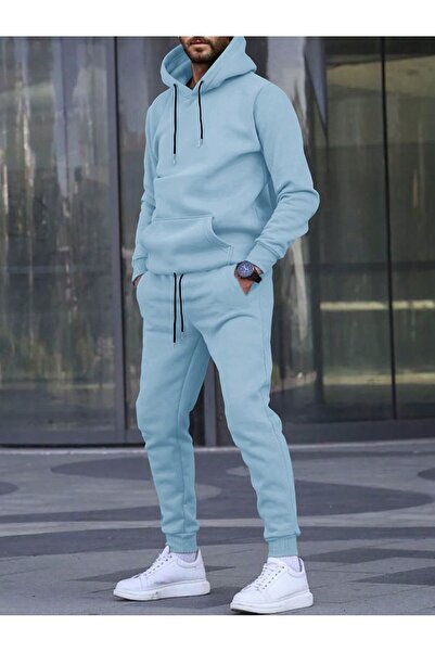 Elfa Tekstil Erkek Kapşonlu Bol İçi Pamuklu  Jogger Eşofman Takımı
