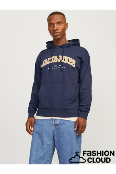 Jack & Jones Muška majica s kapuljačom tamnoplava 12256521 Jjecaleb Varsity
