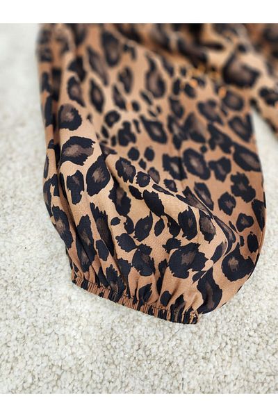 PREMİER VİE Hijab Brown Color Leopard Pattern New Season Viscose Dress