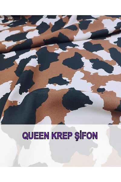 Kumaş Parça Queen Crepe Chiffon - Χρώματα Καφέ και Μαύρη Κρέμα, 140 cm x 275 cm