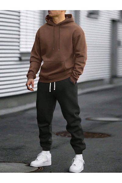 Syndra Men's Hooded Loose Cotton Jogger Tracksuit Set