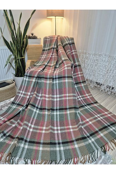 stay with love Scotch Blanket Double Cotton Blanket 180*220 cm Green-Burgundy Valentine's Day Gift