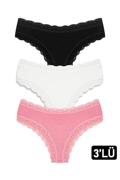 Öts Γυναικείο εσώρουχο βισκόζης Soft Touch 3 τεμαχίων από δαντέλα