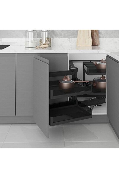 DİZAYNAKS Premium Kapağa Monte Kör Köşe Mekanizması Antrasit Sağ S3002P