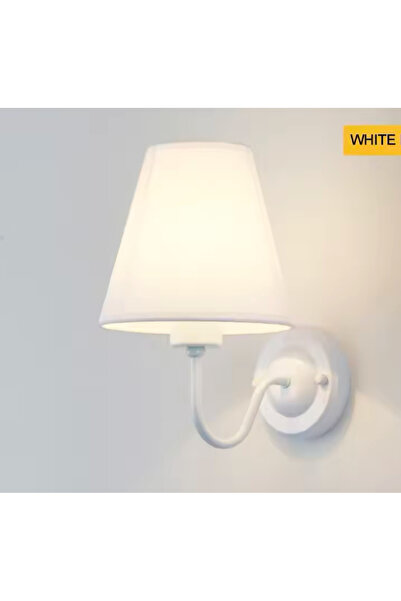 burenze Modern Tasarım Aplik Parlak Beyaz Gövde Krem Abajur Elektrikle Çalışır