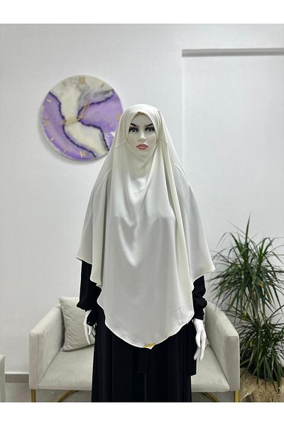 erasra class Khimar Hijap EKRU - Φουλάρι έτοιμο για σουφλέ, δύο στρώσεις στην πλάτη, μετάξι Medina