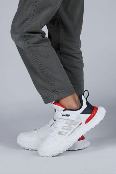 Jump 29602 Model Unisex Pantofi pentru copii - Pantofi sport casual albi cu velcro