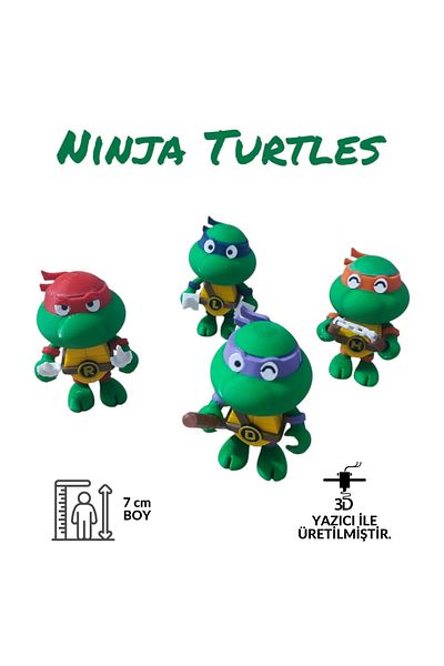 Kaptan Mavi مجموعة مجسمات Ninja Turtles ثلاثية الأبعاد، مجموعة من 4 قطع