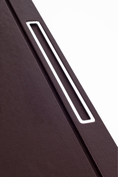 Turgut Office Δερμάτινο Επιτραπέζιο Χαλάκι Καφέ Χρώμιο Λεπτομερές 50x35 εκ.