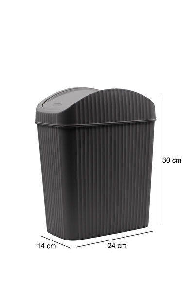 Fesya Home Lotus Striped Trash Can Anthracite 6.7 Liter Kitchen Bathroom Trash Can