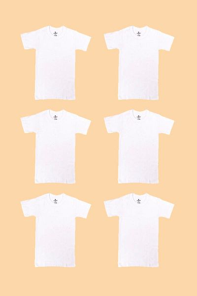 Ceylanoğlu Boys' Ribbed 0-Neck Undershirt, Pack of 6
