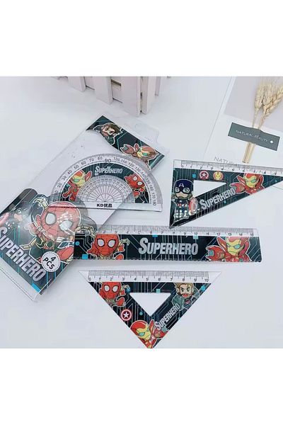 Happystore 4 Pcs Marvels Spidermans Stationery Set Ruler Set