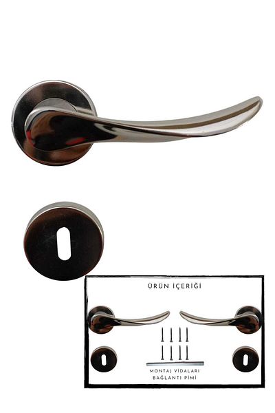 KAİZEN Door Handle Leaf Nickel Satin Circle Badge Room