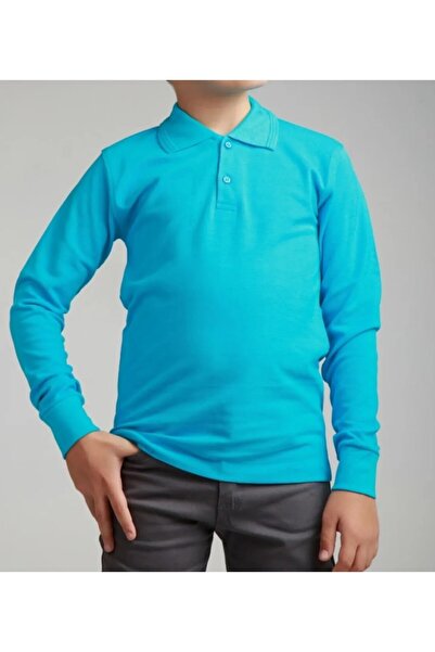 ÜMİTEKS KİDS CLUB Blue Polo Collar School Tee Dark Turquoise Polo Collar Cott...