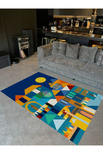 Rugs Modern Halı مجموعة الشمس منازل متعددة الألوان منقوشة بقاعدة منسوجة سجادة...