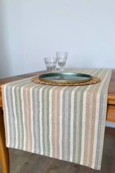 KAMİZ Cotton Linen Runner |   Rustic Striped 40X150