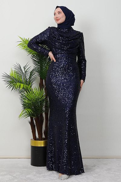 GİZ AGİYİM Βραδινό φόρεμα Navy Blue Müjgan Sparkly