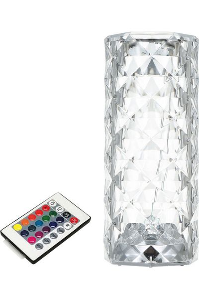 Primo Plus Crystal acrylic table lamp with 16 different colors and multi-color remote control