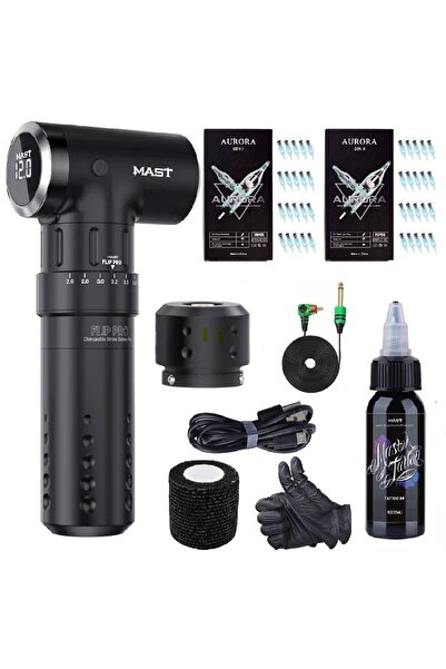 MAST Flip Pro Kablosuz Pen Dövme Makinesi & 2 Kutu Dövme İğnesi Seti
