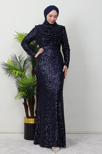GİZ AGİYİM Βραδινό φόρεμα Navy Blue Müjgan Sparkly