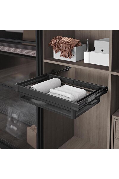 DİZAYNAKS Antrasit Yan Bağlantılı Frenli Teleskopik Raylı Alüminyum Çekmece S...