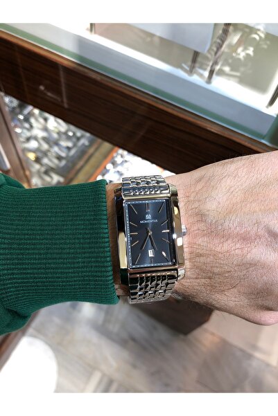 Momentus Steel Calendar Butterfly Clip Waterproof Rectangular Men's Wristwatch