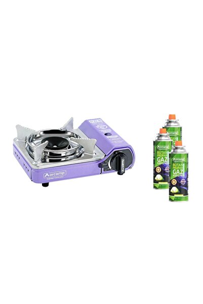 Orcamp Tekli Mini Portatif Ocak Mor 3 Adet Kartuş Kts-227 Orc-014-e3