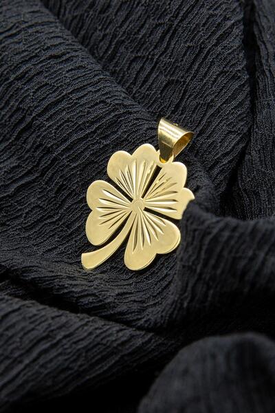 Fiyonk Kuyumculuk 14 Ayar Altın Büyük Yonca Kolye Ucu