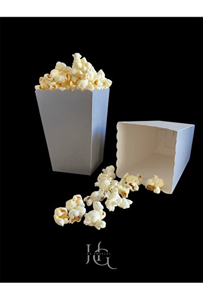 HG AMBALAJ PopCorn Mısır Kutusu, Patlamış Mısır Kutusu , Küçük Boy, 8 Adet Gümüş