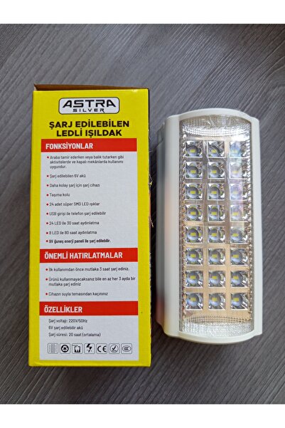 Salgaro Astra marka Işıldak 24 Led 80 saat çalışma süresi telefon şarj edilebilir