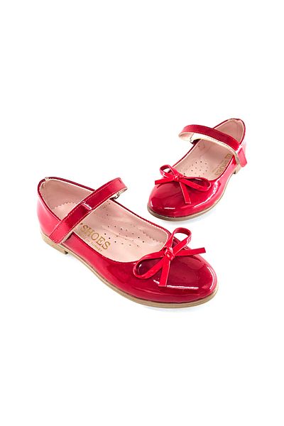 BDKButik Girl's Patent Leather Ballerinas - Biik Bow Shoes