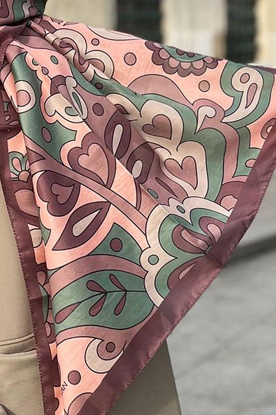 Sultan Soft Cotton Shawl - Mira Pattern - Slt2527-17 - Brown, Green