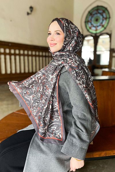 Sultan Soft Cotton Shawl - Ethnic Pattern - Slt1026-06 - Mink, Tile