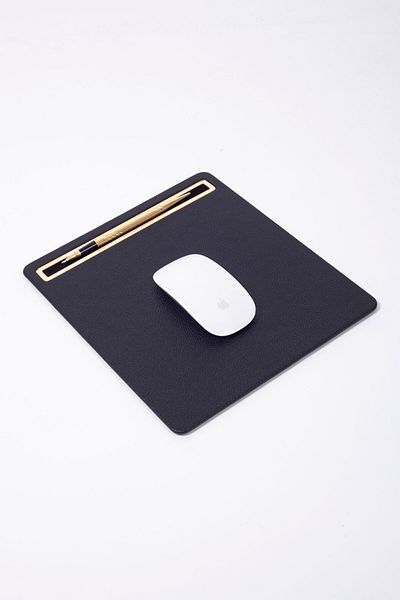 Turgut Office Leather Mousepad Black Gold Detailed
