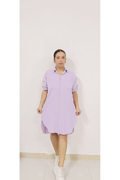 AKŞEN GİYİM LARGE SIZE 100% COTTON LINEN INNEN DISCOVERY SIDE TWO POCKET TRUVAKAR SLEEVE DETAIL TUNIC/ELBISE