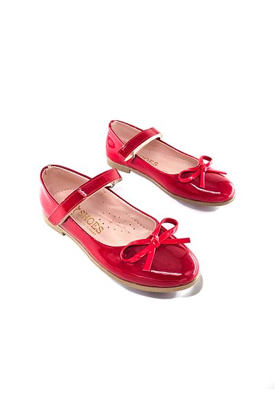 BDKButik Girl's Patent Leather Ballerinas - Biik Bow Shoes