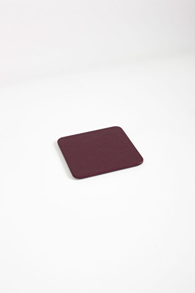 Turgut Office Leather Coaster Claret Red 3 Pieces