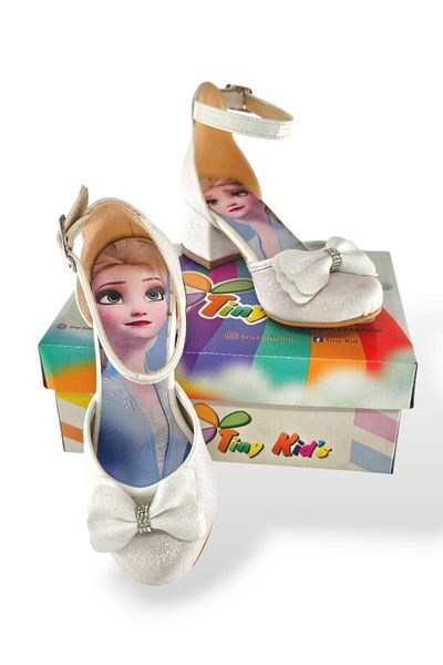 BDKButik Pantofi cu toc pentru fetiță cu imprimeu prințesă Pantofi rochii de seară