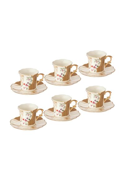 Dania Turkish coffee cup set, 6 pieces, brwn