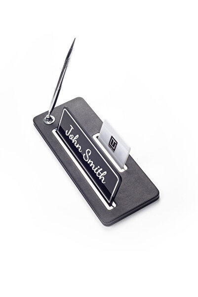 Turgut Office Δερμάτινη επιτραπέζια ετικέτα για ένα στυλό, σε απλό μαύρο χρώμ...